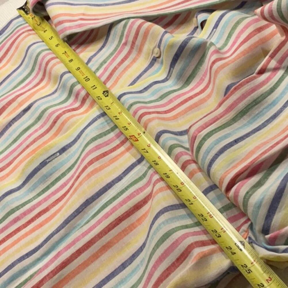 Daniel Cremieux Pastel Multi Striped Linen Button Down Shirt. XL. - Picture 8 of 8